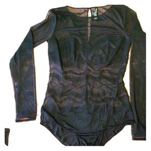 Black mesh bodysuit